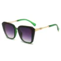 Modieuze oversized zonnebril met groene montuur en gouden accenten voor dames en heren. - Groen Frame / Dubbel Grijs