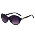 Dames verloop zonnebril met luxe kristal tempel details, chic groot ovaal montuur. - Transparant Blauw Montuur Verloop Grijs