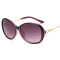 Occhiali da sole oversize vintage donna moda sfumati viola con stanghette in metallo. - Viola Trasparente