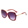 Oversized red sunglasses for women fashion UV protection gradient lens gold temples stylish eyewear - Red/Gray