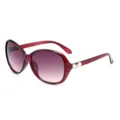 Gafas de sol mujer estrás degradado protección UV grande moda elegantes lentes de sol - Montura Granate Lentes Doble Gris