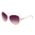Women fashionable oversized gradient sunglasses with crystal rhinestones on pink translucent frames. - Pink Frame Double Grey Lens