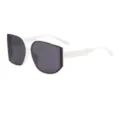 Fashion oversized polygon curved lens sunglasses with white frame for street style. - White Frame Gray Lens