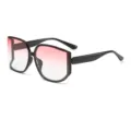 Fashion oversized polygonal gradient sunglasses, European and American style chic street snap shades. - Black Frame Blush Lens