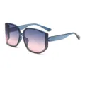 Fashionable large frame polygon gradient sunglasses for women stylish street style eyewear. - Blue Frame Blue Pink Gradient Lenses