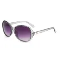 Women fashion gradient sunglasses with rhinestone temple and transparent grey frame. - Transparent Gray Frame Gradient Gray Lens