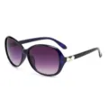 Women gradient sunglasses UV protection fashion crystal diamond luxury chic eyewear style - Blue Frame with Double Gray Lens