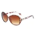 Women fashion rhinestone gradient sunglasses with elegant tortoiseshell temples, UV400. - Tortoise Frame Double Tea Lens