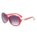 Red Gradient Sunglasses for Women Fashion UV Protection Crystal Temple Chic Eyewear - Red Frame with Double Gray Lens