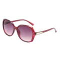 Damen Vintage Oversize Sonnenbrille, rote Fassung mit stilvollen Farbverlauf Gläsern. - Weinroter Rahmen Doppelte Graue Linsen