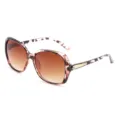 Modische Damen Vintage Oversize Sonnenbrille mit elegantem Schildpatt Rahmen und Gläsern. - Leopardenrahmen Verlaufsgraue Gläser