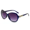 Stijlvolle dames oversize zonnebril met blauw montuur en paarse verloopglazen nu - Donkerblauw Frame Dubbele Grijze Lenzen