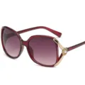 Classic women's oversized gradient sunglasses with elegant gold camellia flower pearl detail. - Rose Red Frame Gradient Gray Lens
