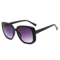 Oversized square sunglasses with purple gradient lenses, retro fashion eyewear for women. - Large Square Retro Style (2569) / Black Frame Gradient Grey Lens