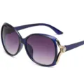Große Strass Sonnenbrille für Damen, blaues Gradientenglas mit goldenen Bügeldetails. - Transparenter Blauer Rahmen Verlauf Grau