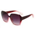 Lunettes de soleil oversize polygone dégradé femme élégante branches losanges luxe UV - Monture Carrée (2568) / Monture Rouge Dégradé Verres Violets Dégradés
