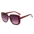 Oversized square sunglasses for women, vintage red frame with gradient lenses UV400. - Large Square Retro Style (2569) / Dark Red Frame Gradient Purple Lens
