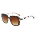 Oversized square sunglasses for women, retro tortoise shell frame with gradient brown lenses. - Large Square Retro Style (2569) / Leopard Frame Gradient Tea Lens