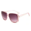 Pink gradient square sunglasses for women, vintage oversized frame fashion shades. - Large Square Retro Style (2569) / Transparent Pink Frame Purple Lens