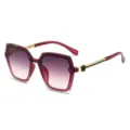Damen große quadratische Sonnenbrille mit Farbverlauf und Metallbügeln für schicken Streetstyle. - Violetter Rahmen Verlauf Grauviolettes Glas