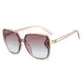 Gafas de sol oversize elegantes con lentes degradadas, montura transparente y detalles. - Montura Té Transparente Degradado Té Azul