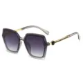 Elegante Damen Sonnenbrille mit großer quadratischer Form, Farbverlauf Gläser, Luxus Metallbügel. - Grauer Rahmen Doppelgrau