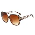 Femme grand cadre lunettes de soleil élégantes verres dégradé marron branches géométriques - Monture Carrée (2568) / Monture Léopard Verres Marron Dégradés