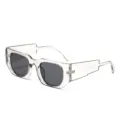 Modische unregelmäßige quadratische Sonnenbrille für Damen und Herren, grauer Rahmen. - Durchscheinender grauer Rahmen Graues Glas