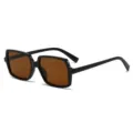 Modische Retro quadratische Sonnenbrille für Damen und Herren UV-Schutz Vintage Eyewear - Schwarzer Rahmen Tee Gläser