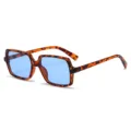 Modische quadratische Sonnenbrille für Damen und Herren Retro Schildpatt Gestell blaue Gläser - Schildpatt Rahmen Blaue Linsen
