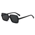 Schwarze quadratische Sonnenbrille für Damen und Herren, Retro UV Schutz Sonnenbrille. - Schwarzer Rahmen Graue Gläser