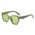 Stilvolle Cat-Eye-Sonnenbrille mit grünen Gläsern, Retro-Design und UV-Schutz für Damen. - Grüner Rahmen / Grüne Gläser
