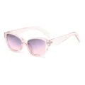 Fashion pink gradient cat-eye sunglasses for women, trendy transparent frame eyewear main image. - Light Pink Frame Gradient Grey Lens