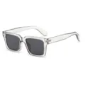 Clear frame square sunglasses for women and men, trendy vintage eyewear for daily wear. - Transparent Grey Frame Grey Lens