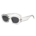Modische unregelmäßige ovale Sonnenbrille Damen Herren, transparente graue PC Fassung. - Transparentes Grau