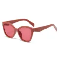 Modische Retro Cat-Eye Sonnenbrille für Damen, minimalistische rosa Linsen Sonnenschutz. - Wassermelonenrot Rahmen Rotes Glas