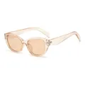 Translucent light brown cat-eye sunglasses for women and men, fashion trendy eyewear. - Light Tea Frame Tea Lens