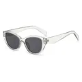 Clear frame cat eye sunglasses for women and men, trendy fashion eyewear with dark lenses. - Light Grey Frame Grey Lens
