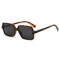Retro oversized quadratische Sonnenbrille fuer Damen und Herren, UV Schutz Vintage Brille - Schildpatt-Rahmen Graue Gläser