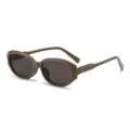 Retro Sonnenbrille mit schmalem Katzenaugen-Gestell für Damen und Herren, braune Brille. - Kaffeebraun Rahmen Grau Gläser