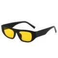 Retro kleine Sonnenbrille mit dicken Bügeln für Damen und Herren, Streetwear Sonnenbrille. - Glänzender schwarzer Rahmen Gelbe Linse