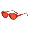 Rote Retro Katzenaugen Sonnenbrille für Damen Herren schmaler Rahmen UV Schutz Strand Brille - Orangerot Rahmen Rotes Glas