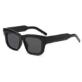 Modische schwarze quadratische Sonnenbrille für Damen und Herren mit UV-Schutz und Stil. - Glänzend Schwarzer Rahmen Graue Gläser