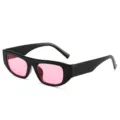 Retro dicke Rahmen Sonnenbrille mit rosa Gläsern für stilvolle Outdoor Streetwear Mode. - Glänzend Schwarzer Rahmen Rosa Gläser