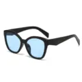Schwarze Cat-Eye-Sonnenbrille mit blauen Gläsern, stylische Retro-Brille für Damen im Alltag. - Schwarzer Rahmen Blaue Gläser
