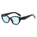 Black cat eye sunglasses with light blue lenses, trendy fashion eyewear for women and men. - Black Frame Blue Lens