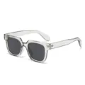 Transparente quadratische Sonnenbrille mit dunklen Gläsern und stylischem Metalldetail. - Hellgrauer Rahmen Graue Gläser