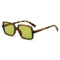 Retro quadratische Sonnenbrille Damen Herren Schildpatt Fassung gelbe Gläser Vintage - Schildpatt Rahmen Grüne Gläser