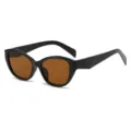 Black frame cat eye sunglasses with brown lenses, stylish chunky fashion eyewear for women. - Black Frame Tea Lens