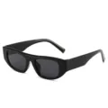 Retro dicke rechteckige Sonnenbrille für Damen und Herren, schwarze minimalistische Mode. - Glänzend Schwarz/Graue Linse